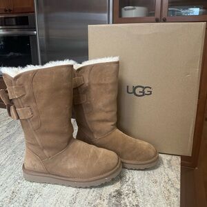 UGG Allegra Bow II Chestnut Shearling Boots Sz 7